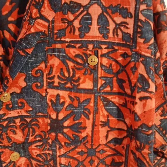 Volcom Men's Short Sleeve Button Up Orange Blue SZ M EUC - Picture 2 of 8